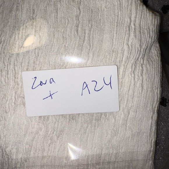 Zara White Top with Sheer Polka Dot Sleeves - Picture 9 of 9